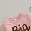 Toddler Kids Baby Girls Sister Matching Outfits Flower Letter Embroidery O-neck Pullover Long Sleeve Rompers/Sweatshirts Clothes 4