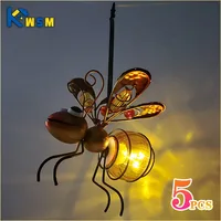 5PCS Solar-Powered Hanging Metal Ladybug Light  Garden Decor  Lady Sculpture with Bouncy Springs Summer Outdoor Art Decorations 1