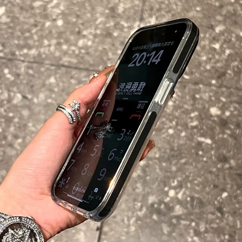 Luxury Transparent Airbag Shockproof Phone Case with Contrasting Bumper Design