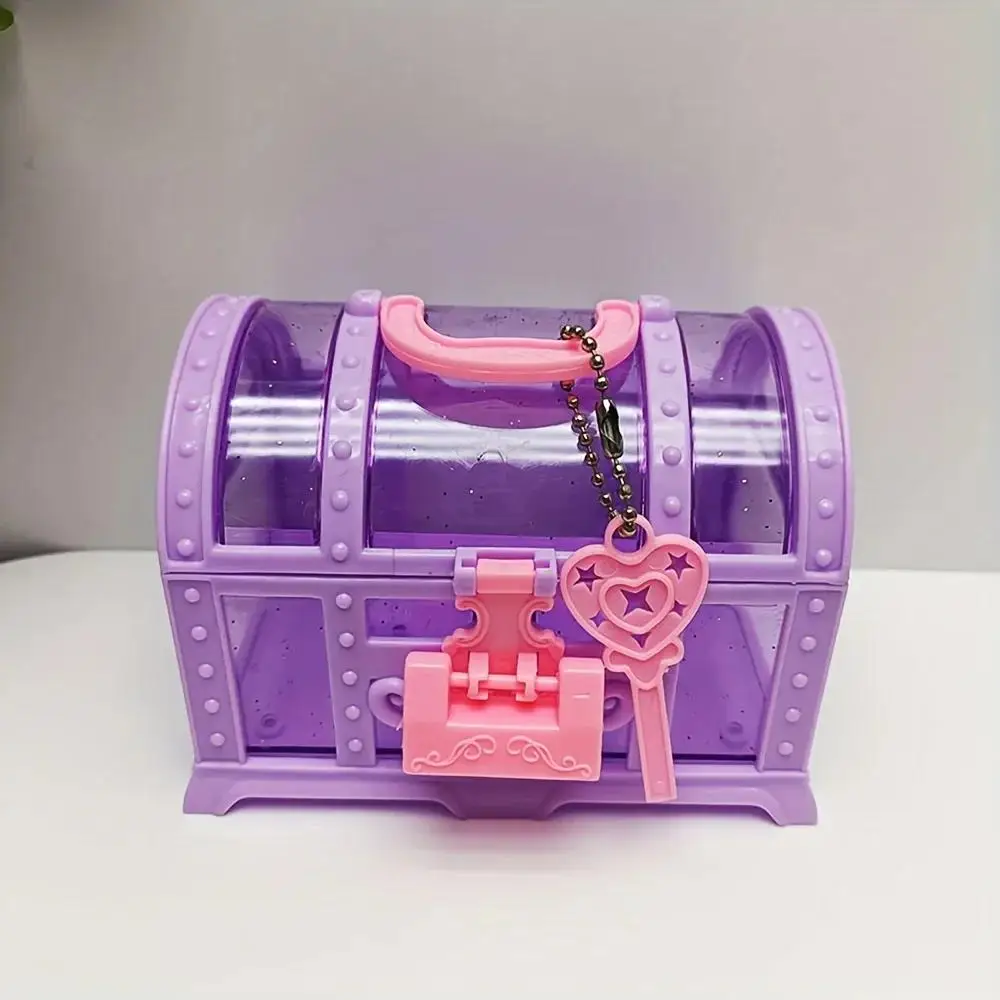 Retro Style Translucent Toy Box Mini Jewelry Box Girls Jewelry Box With Lock Case Container For Trinket Gifts Pretend Play Toy 3