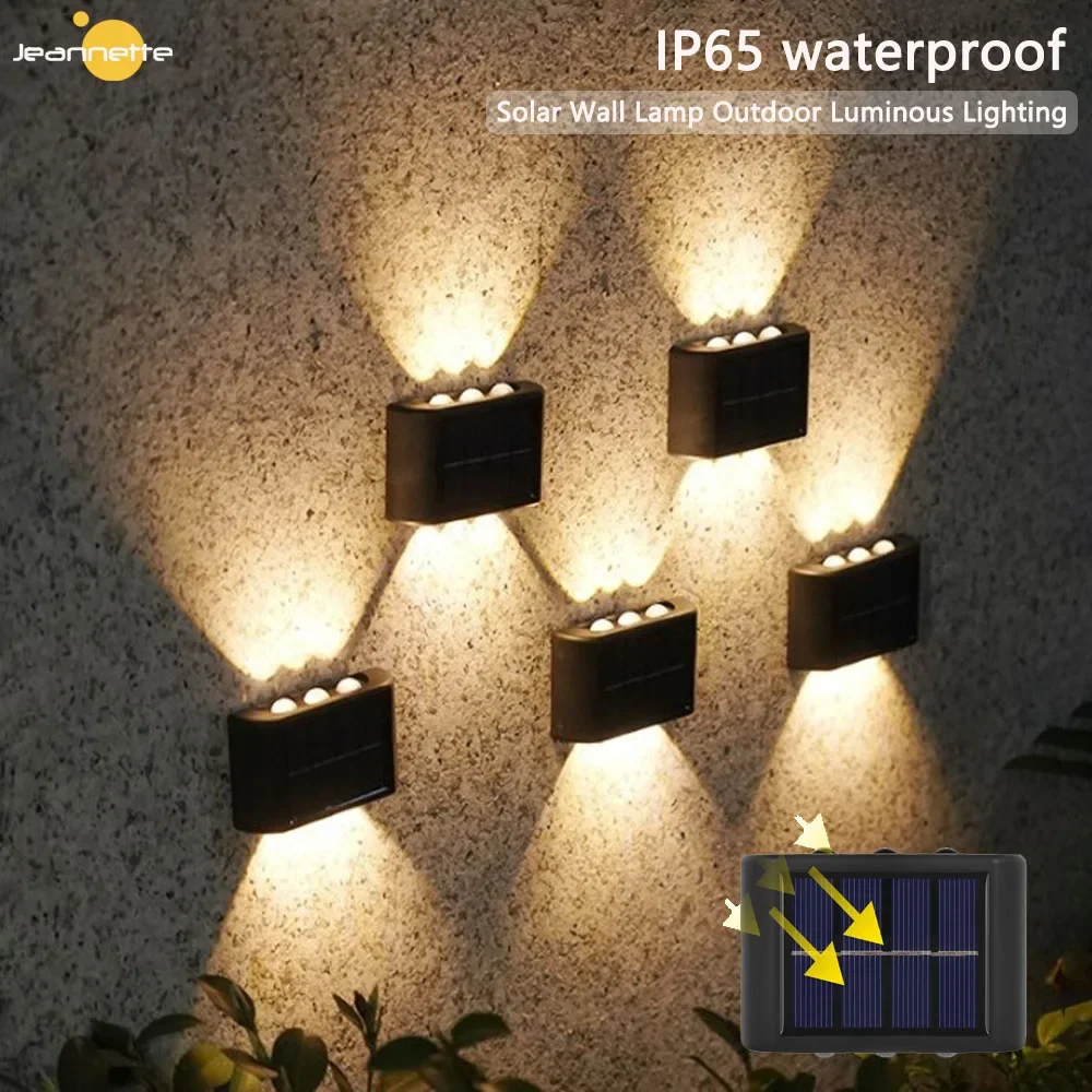 Solar Wall Lamp Outdoor Solar Lights Waterproof Up And Down Luminous Lights for Garden Patio Stair Fence Landscape Balcony Decor