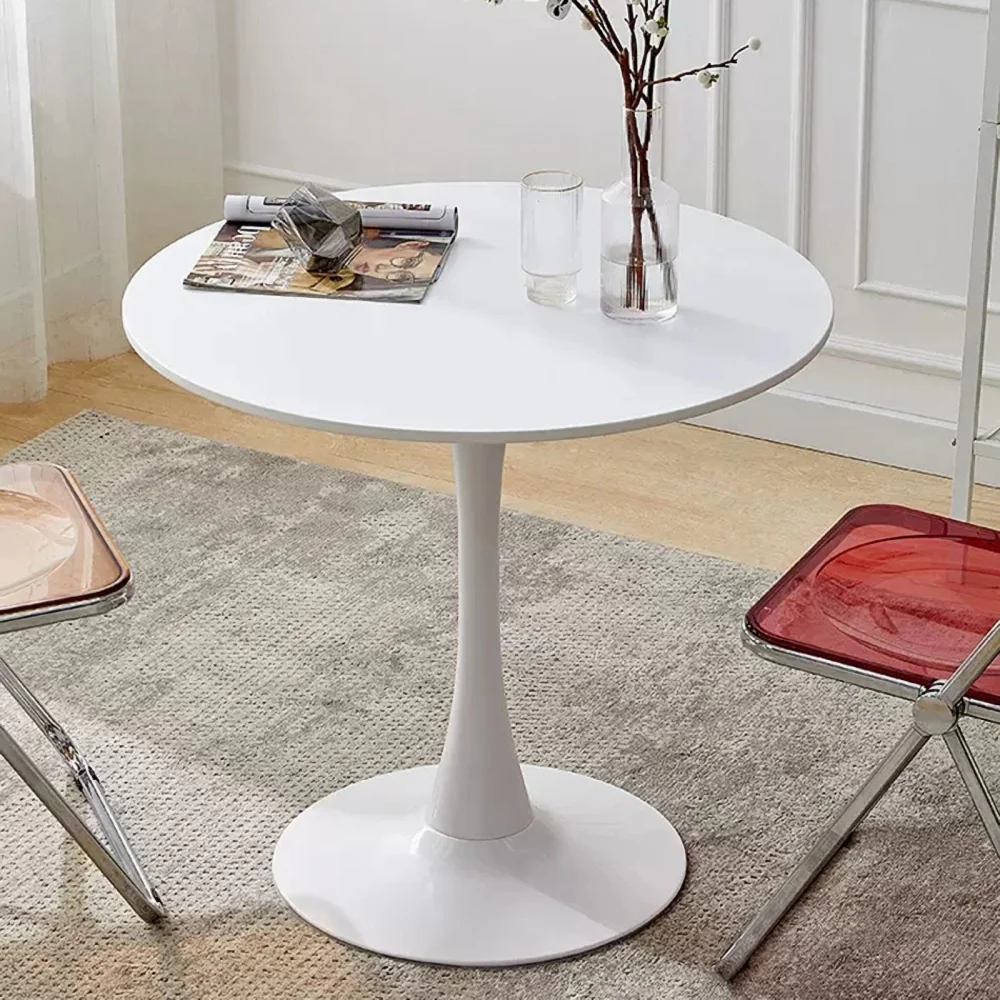 Modern Round Dining Table, &empty;31.5'' Kitchen Dining Room Furniture, Coffee Table, Leisure Living Room White