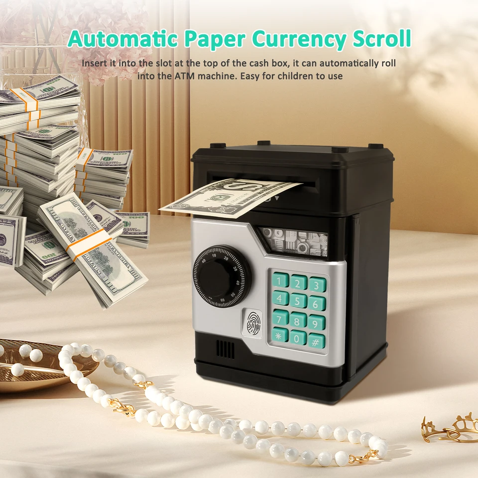 Maialino elettronico con password a forma di impronta digitale, mini salvadanaio, giocattolo per risparmiare denaro, portamonete, bancomat, regalo di Natale per bambini_voghion.com