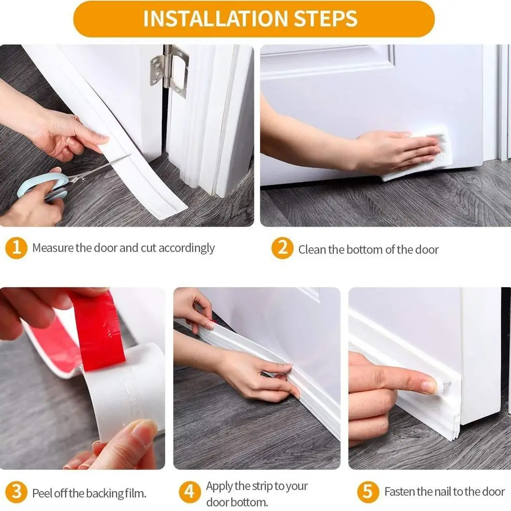 Description Picture 4 of itemNew PVC Door Seal Strip Anti Collision Flexible Weatherstrip Soundproof Self Adhesive Door Draft Stopper Door