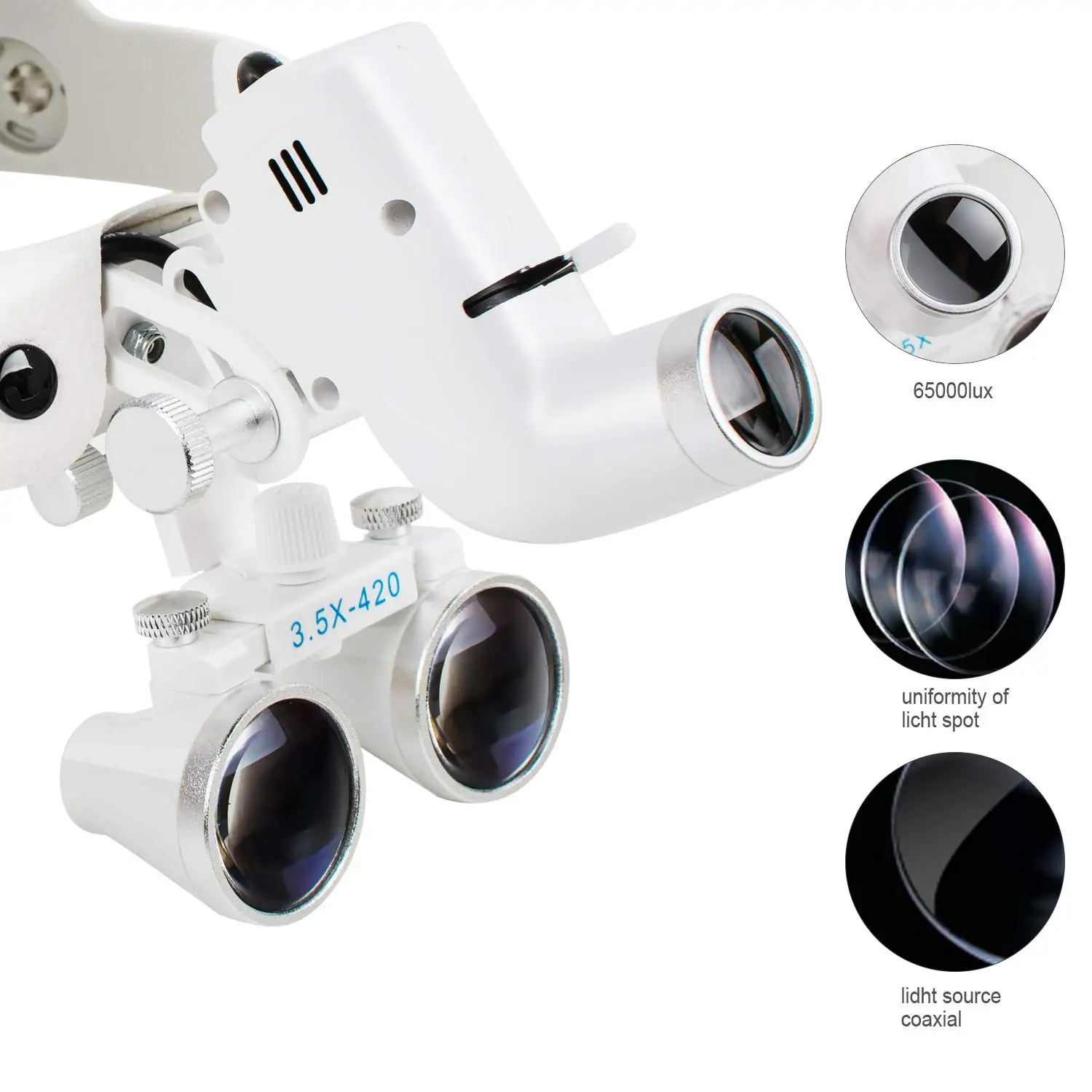 

3.5X Dental Binocular Loupes Magnifying Glass With 5W Headlight Surgical Headband Brightness Spot Ajustable Headlamp Medical