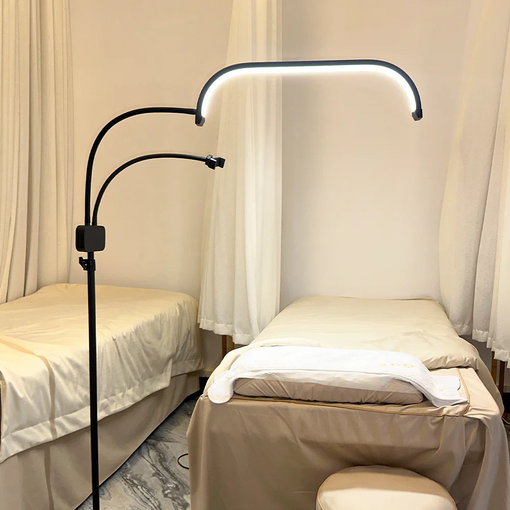 새로운 스타일 50W LED 하프 문 뷰티 램프 속눈썹 연장 램프에 대 한 빛을 채우는 살롱 문신 3 색 조정 가능한 플로어 램프