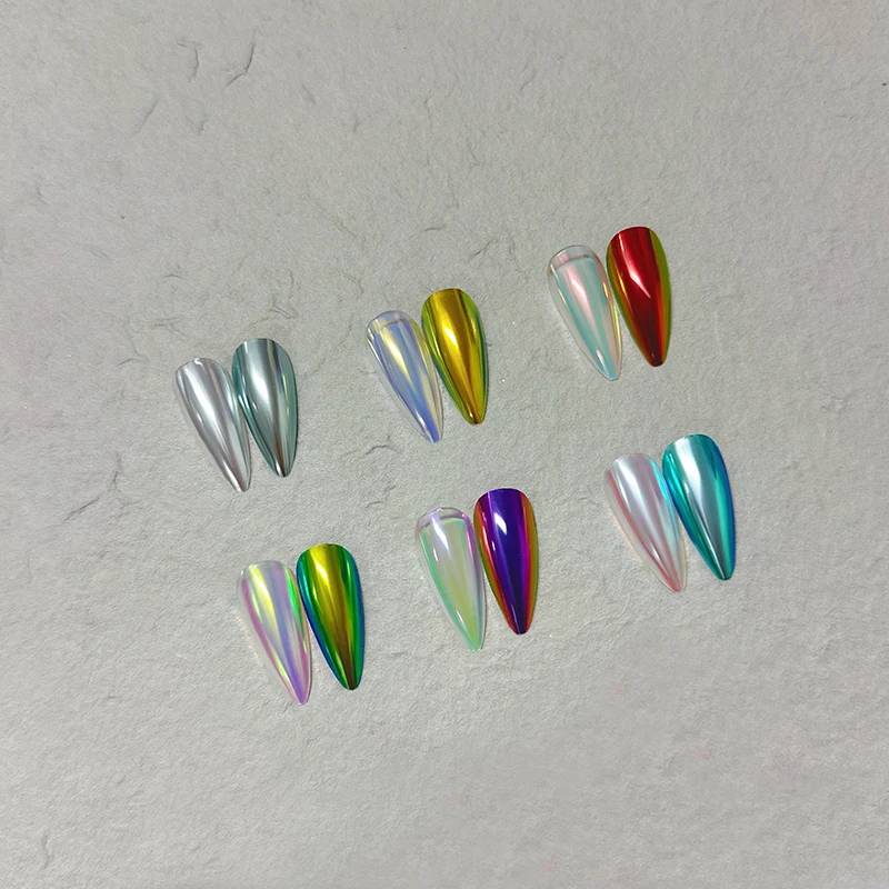 BOKO 6 Colors/Set Aurora Mirror Nail Glitter Powder Set Nail Fairy Rubbing Dust Chrome Pigment Manicure Decoration