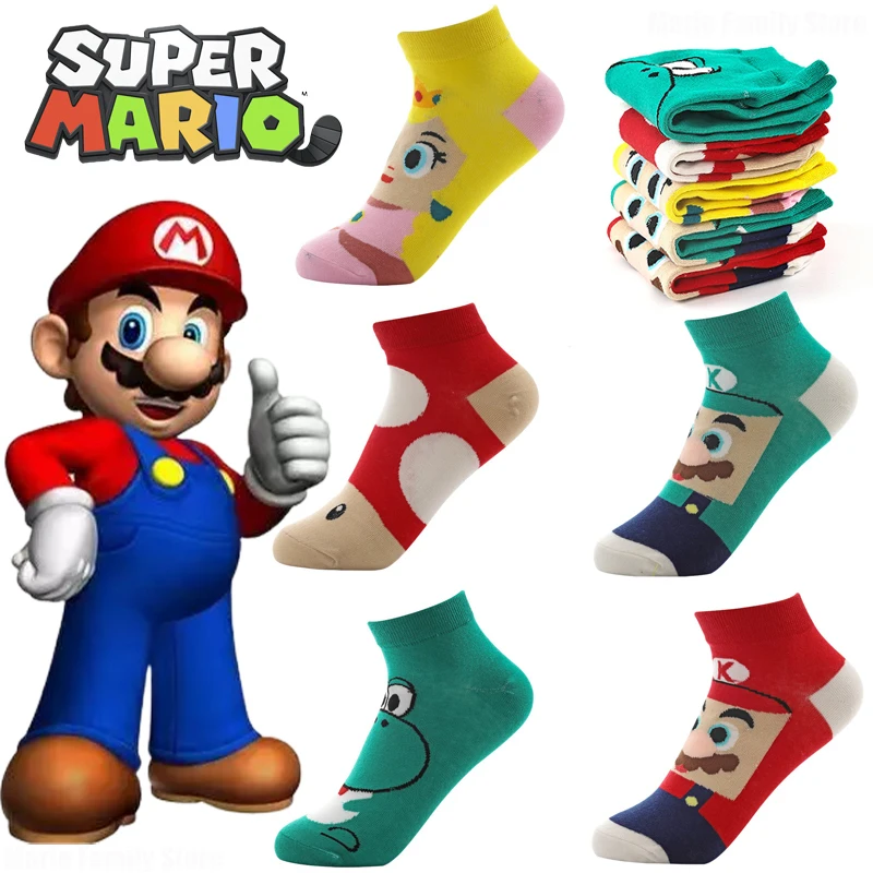 Original Super Mario Luigi Socks Anime Yoshi Boat Sock Funny Casual