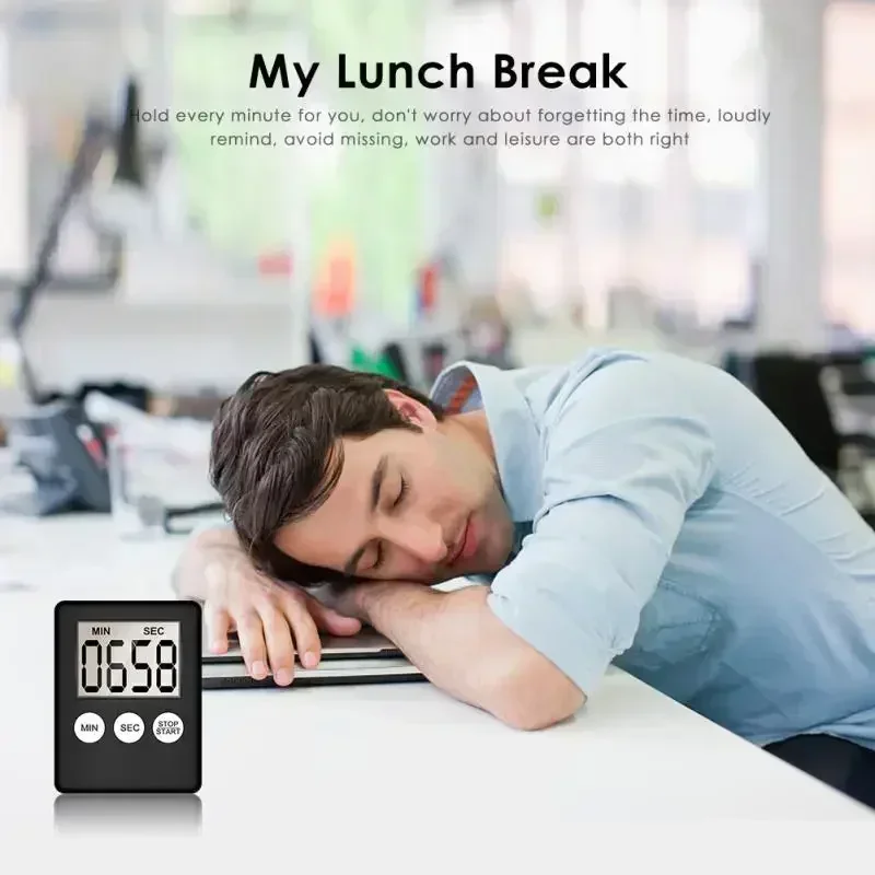 Magnet Kitchen Cooking Timers LCD Digital Screen Square Count Up Countdown Alarm Clock