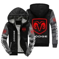 New Winter Men Fashion High Quality Dodge Logo Long Sleeve Jacket Casual Hoodies Zipper Wool Liner Fleece Sweatshirt Coat 1