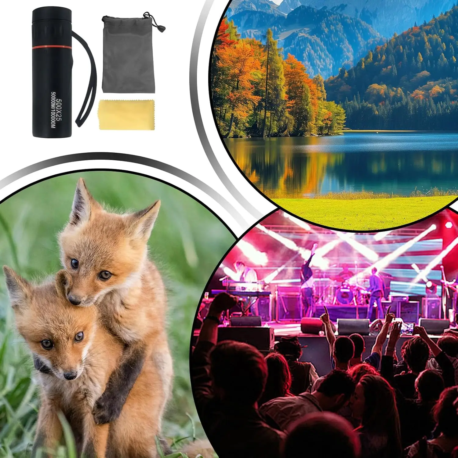 2025 2000X25 HD 단안 망원경, 여행, 하이킹, 낚시, 캠핑, 별 관측, 콘서트 및 조류 관찰에 적합한 소형 휴대용