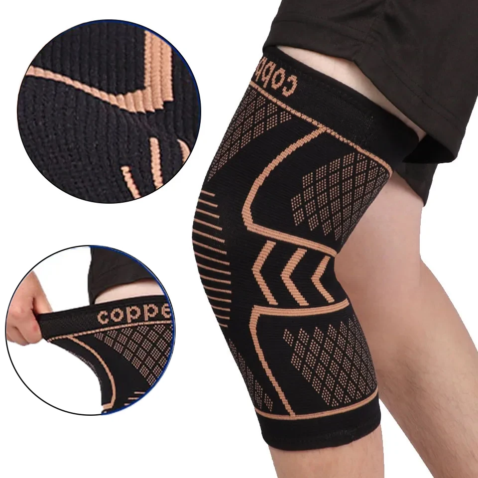 

1PCS Copper Knee Support Pad Braces for Arthritis Joint Pain Relief Compression Knee Sleeve for Sports Fitness Workout Running