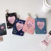 Kpop Idol Photocard Storage Denim Frame with Keychain 3 Inch School Girl Trend Gift Card Holder & Note Holder 2
