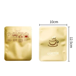100 - Pack Disposable Hanging Ear Coffee Filter Bags - 10x12.5cm (Gold)