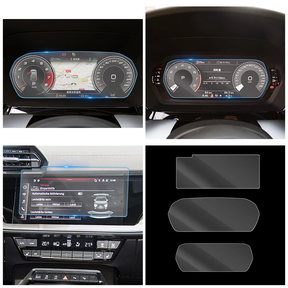 For Audi A3 8Y 2021 2022 Car Multimedia Dashboard Instrument Panel GPS  Navigation LCD Screen Tempered Glass Protective Film
