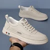 Men's Slip-On Casual Shoes Breathable Leather Lined Versatile Plain Color Rubber Soled Comfortable Footbed Fall Fashion