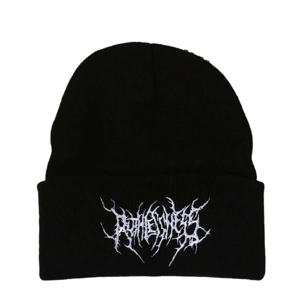 Street Fashion Gestrickte Skullies Beanies Hüte Warme Wintermützen für Damen Herren Acryl Gothic Stil – Detail 4
