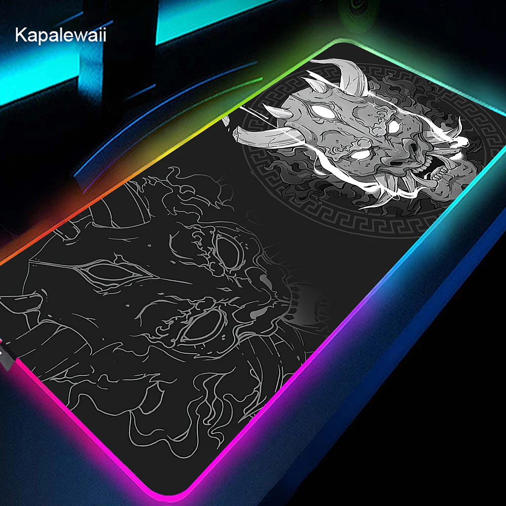 

Japan Oni RGB Mou Pad Large Game Mouse Mat Gaming Mousepad XXL 900x400mm Keyboard Pads LED Table Carpet Computer Gamer Deskmat