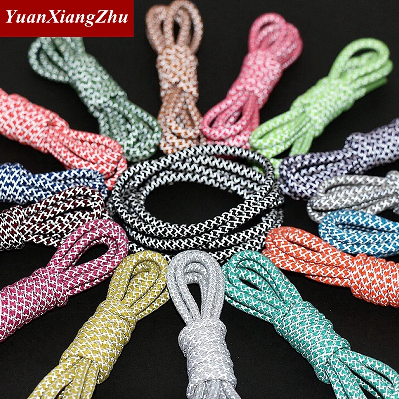 1Pair Colorful Reflective Shoelaces Sneakers Shoe laces reflective Shoelace 0.5cm Diameter Thick Round Laces Shoes accessories