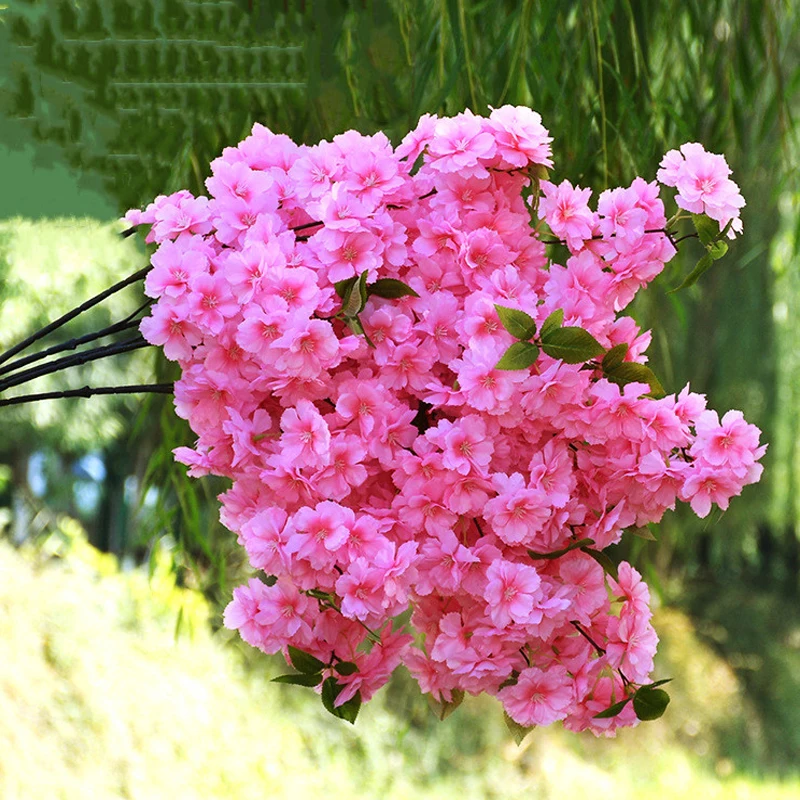 4 Fiori Artificiali Di Ciliegio CYIOU - 47 Cm, Seta Rosa Scuro - Per Decorazioni Casa, Matrimoni, Bouquet Fai Da Te - Foto 9