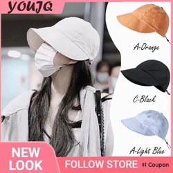 Women Summer Sun Hat Ponytail Bucket Hats for Women Men Outdoor Beach Adjustable Sun Visor Hat Foldable Fisherman Cap Wholesale