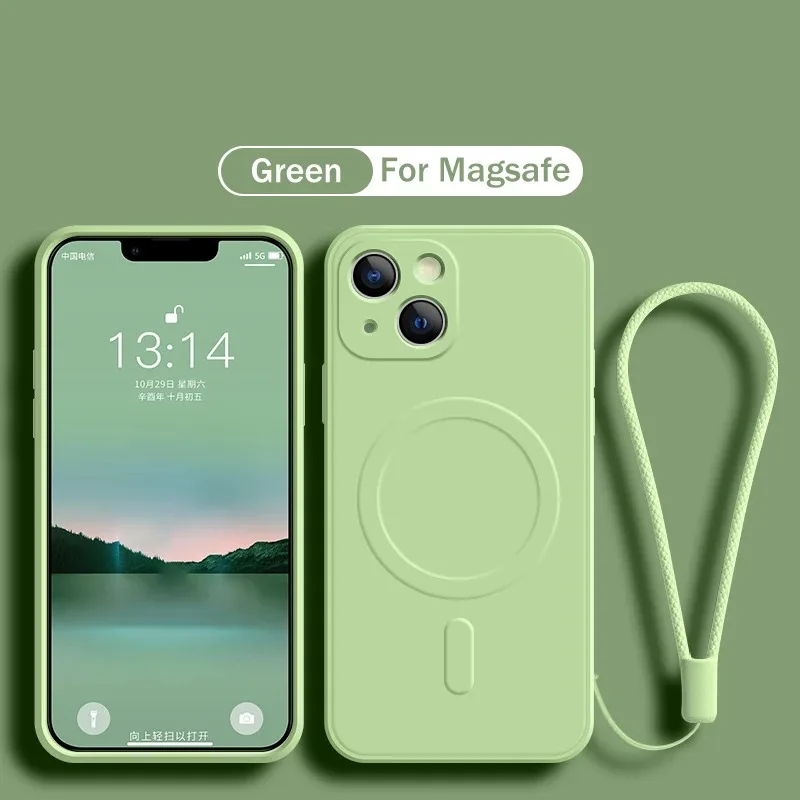 Magnetic Wireless Charging Silicone Strap Case - Soft Liquid Protective Cover