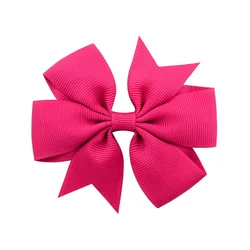 Vibrant Solid Grosgrain Ribbon Hair Bows for Girls - Boutique Hair Clips & Accessories (No 14 Rose Red)