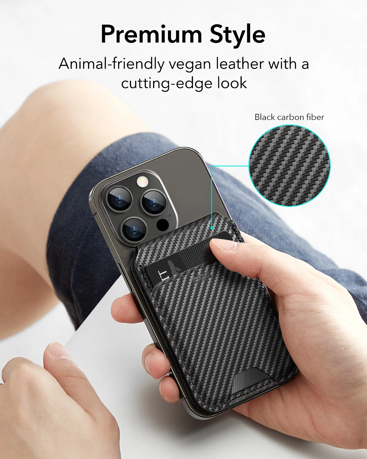 ESR HaloLock Vegan Leather Wallet Stand For iPhone Carbon Fiber HaloLock Woven Card Holder for 20 S690101fee8ba46ffb06ac9024addf345L