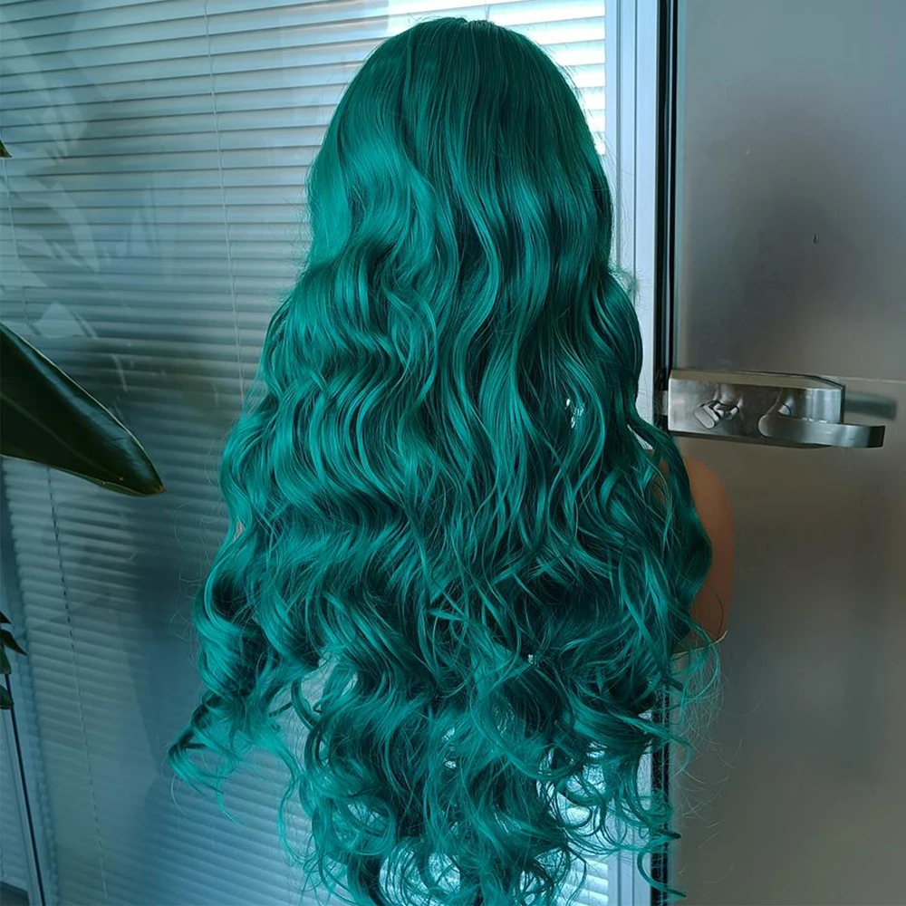 Emerald green wig lace front detail