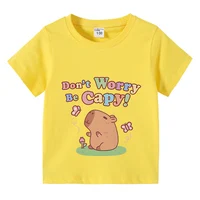 Capybara Kids Funny Cotton T-shirt 3-10Years Children Short Sleeved Summer Tees 2025 New Capibara Girls Casual Tops Boy Clothes 2