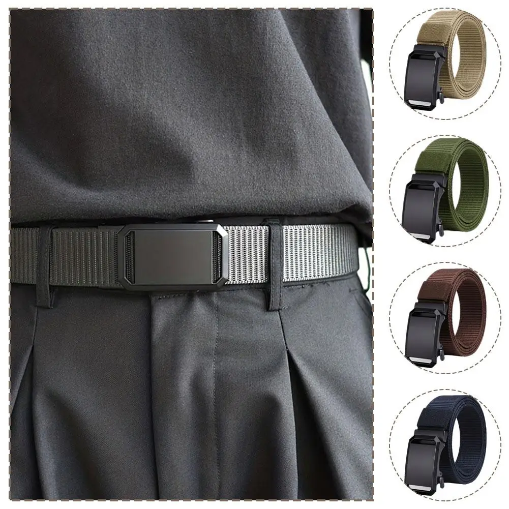 Men's Casual Outdoor Belt Nylon Automatic Buckle Belt Men Leisure Outdoor Belt Outdoor Tooling Military Training Belt Men