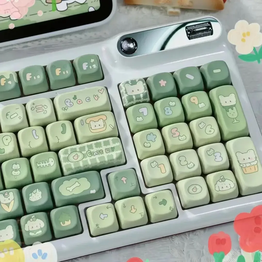 Teclado Mecânico Keycap Bonitos Caps Pbt Keycaps Green Dye-sub Interruptor mx Perfil Moa Presente Personalizado 131 Chaves - Imagem 4
