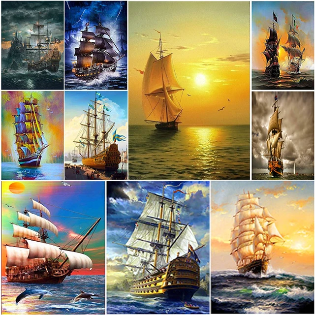 Landscape Sailboat Ocean Diamond Painting Cross Stitch Bedroom Decoration  Custom Photo Personalized Gifts 2023 New Free Shipping