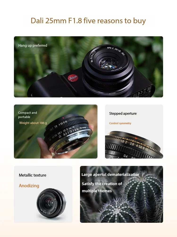SGimage 25mm F1.8 APS-C Prime Camera Lens For Sony E /Fujifilm/Canon EOS-M Mout Micro 4/3 L Nikon Z Canon R Mount Camera 2