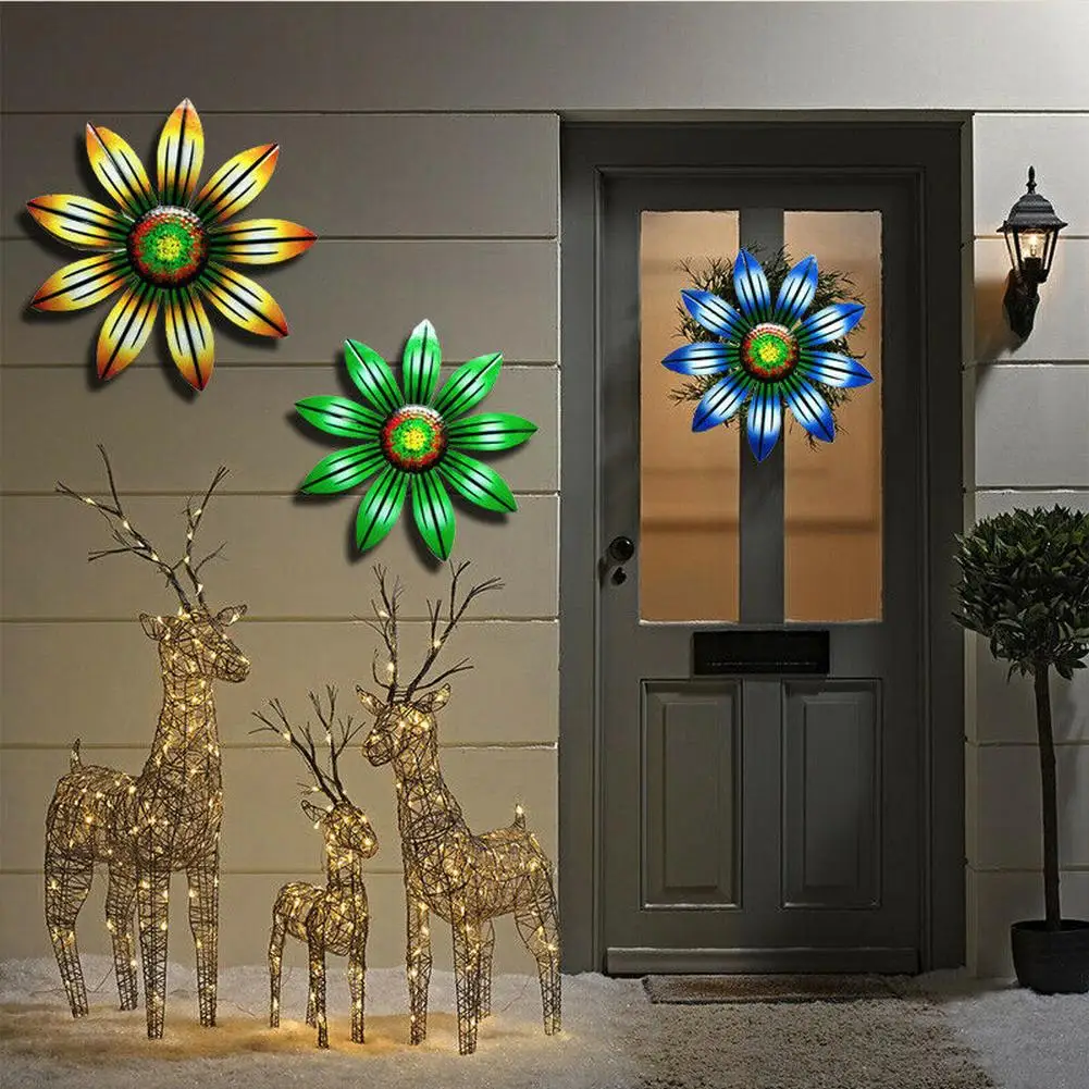 

Ornament Metal Flower Accessories Art Decor Garden 4 Colours Indoor Outdoor Living Room Patio Replacement Wall