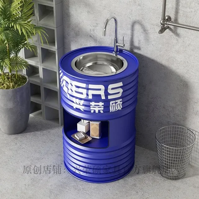 ลมอุตสาหกรรมน้ํามัน Barrel อ่างล้างหน้าห้องน้ําอ่างล้างจานชั้นยืนล้าง Art บุคลิกภาพอ่างล้างหน้าอ่างล้างหน้า 4