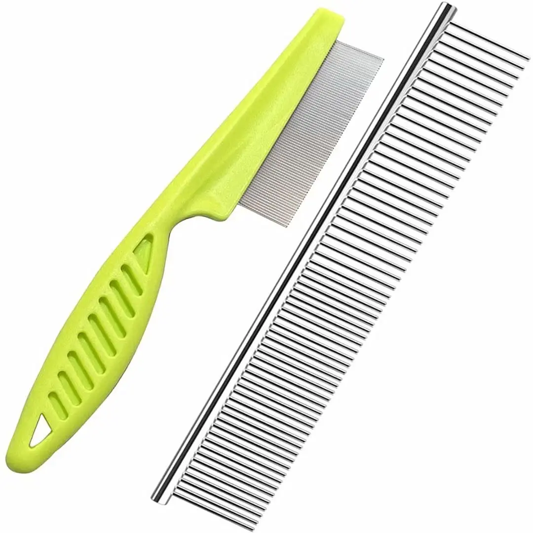 2 in 1 Dog Brush Flea Comb for Cats Dog Comb Cat Pet Combs Metal Comb Pets Steel Dog Tear Stain