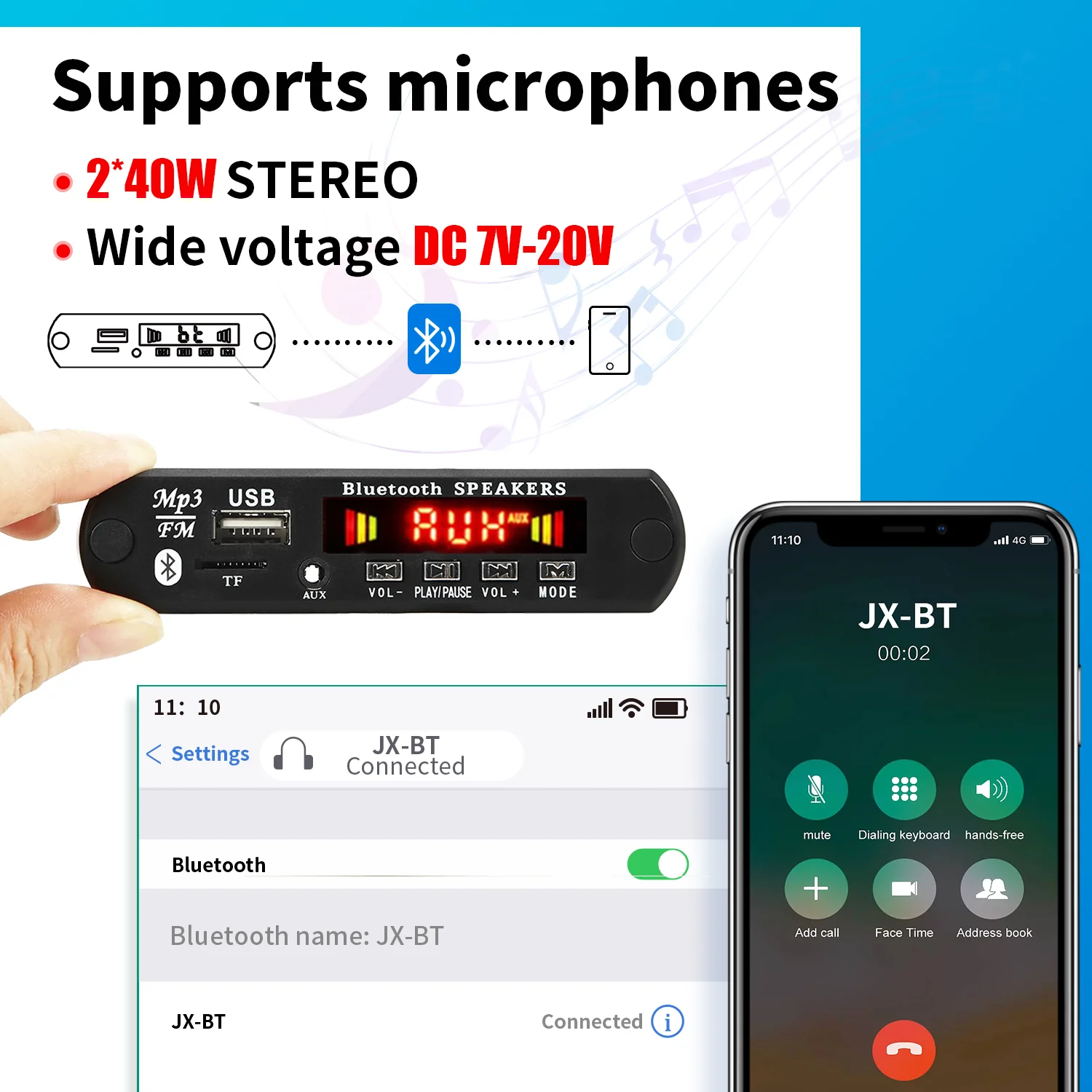 80W zesilovač MP3 dekodér nasednout stejnosměrný 12V 18V Bluetooth 5.0 MP3 hráč auto FM rádio modul hudba audio nahrávka volat pro reproduktor