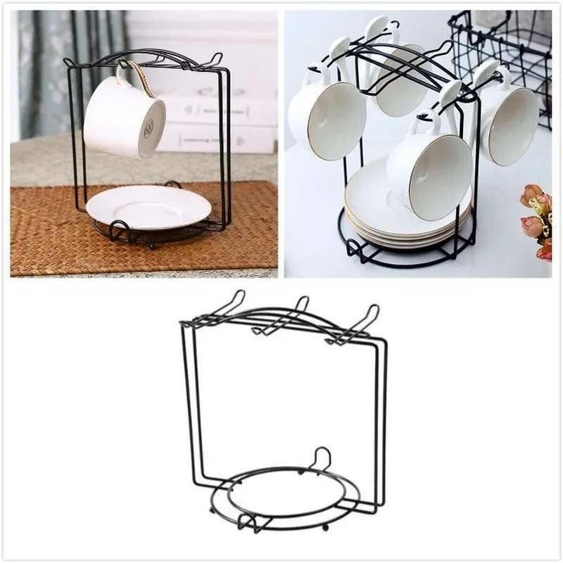 Soporte para tazas de café, soporte colgante para tazas, estante de almacenamiento, estante de hierro para tazas, soporte de exhibición de acero para encimera de cocina