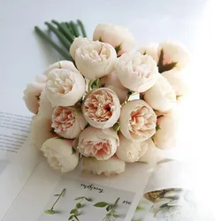 Luxurious Rose Pink Peony Silk Bouquet - Elegant Faux Floral Arrangement for Home and Wedding Decor (Peach Pink)