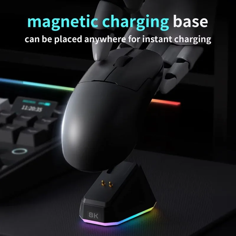 Ajazz Aj159 Pro 무선 게임용 마우스(Rgb 자기 Bluetooth 트라이 모드 Paw3395 센서 포함) 경량 마우스 게이머