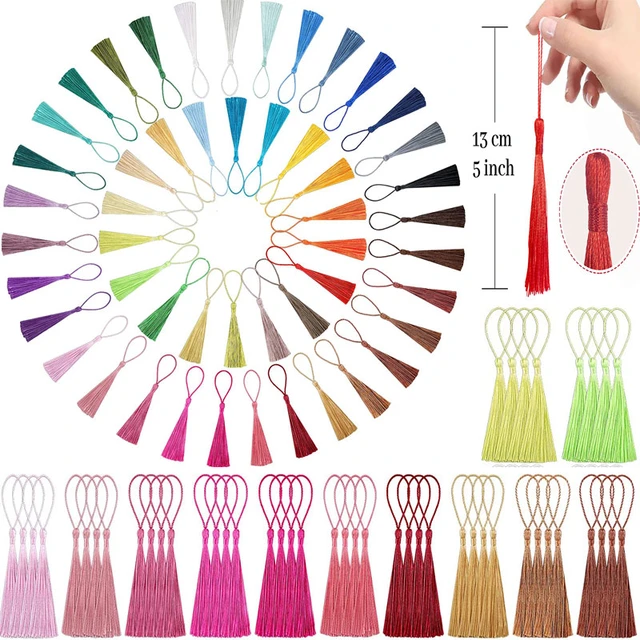 10~80Pcs Bookmark Tassels Fringe Brush Handmade Soft Craft Mini Tassels  with Loops for DIY