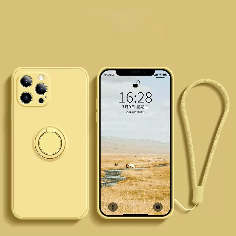Magnetic Liquid Silicone Case with 360° Finger Ring Holder