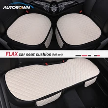 AUTOROWN-funda de lino para asiento de coche, protector de asiento delantero/trasero, cojín, protector