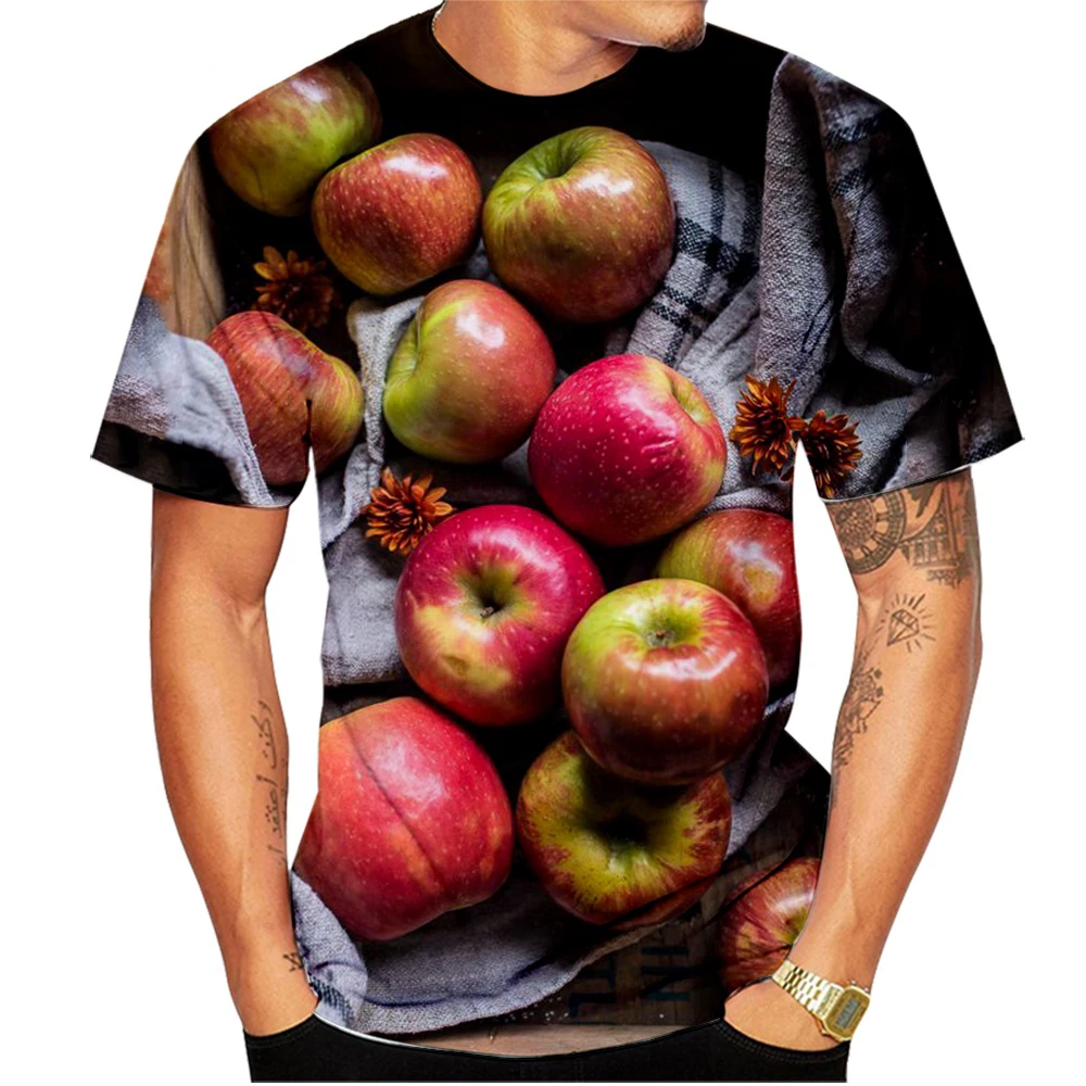 Summer Casual Unisex Apple Print T Shirt