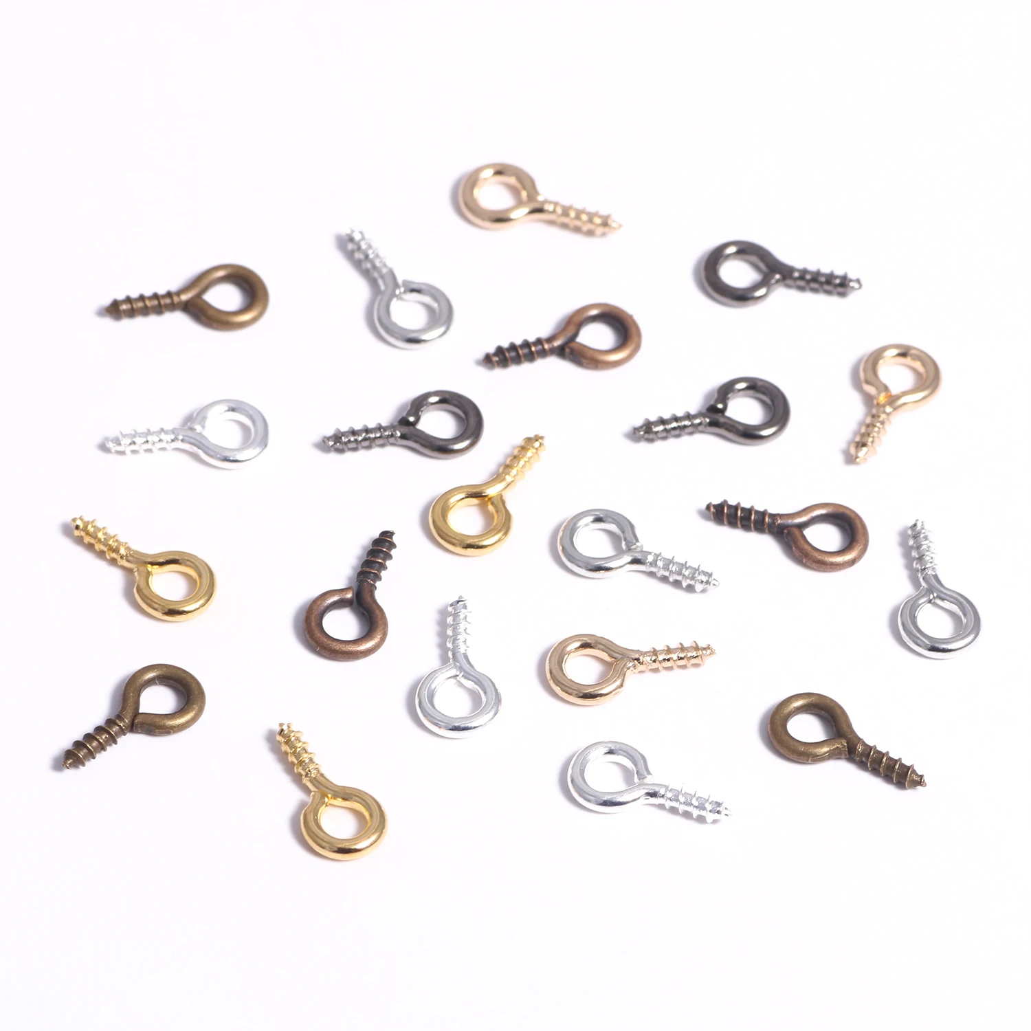 200pcs Small Tiny Mini Eye Pins Eyepins Hooks Eyelets Screw