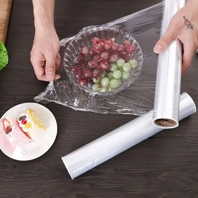 Film plastique alimentaire jetable en PE, 30cm x 20m, 1 pièce, emballage alimentaire pour réfrigérateur, cuisine, légumes, Fruits 2