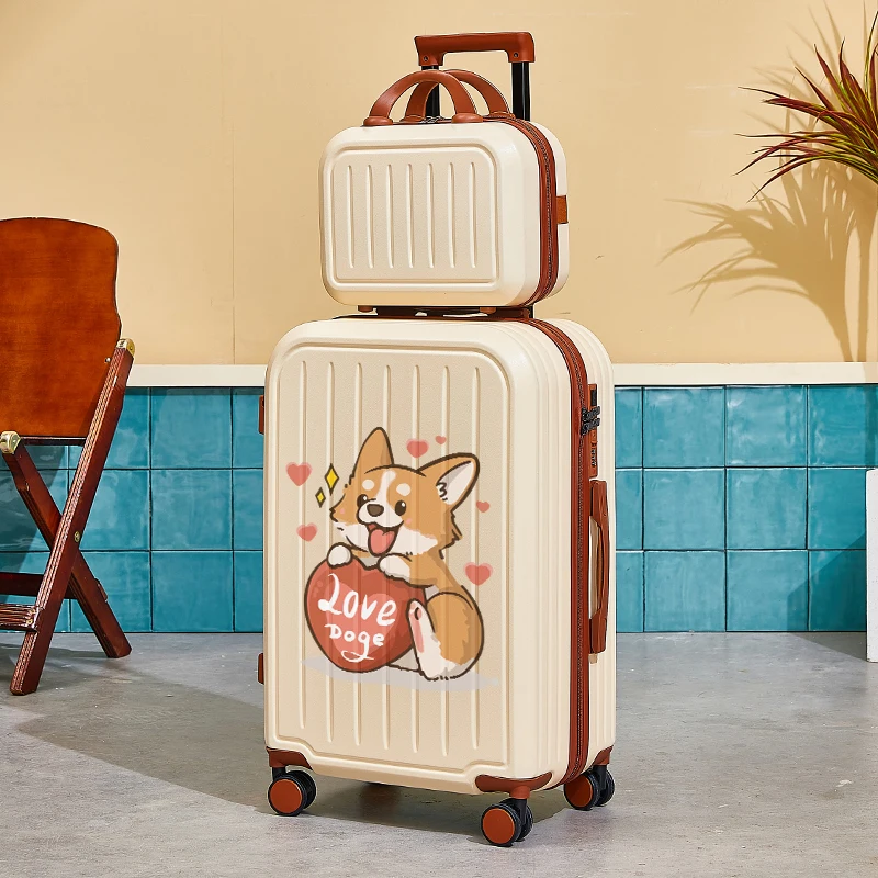 New Design Suitcase Cup Frame Suitcase Ladies Carry-on Suitcase Girl Travel Trolley Set 20-28 Inch PC Boarding Case Trolley Set