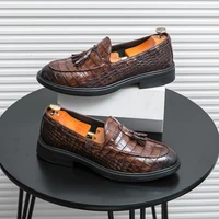 New Loafers for Men Patent Leather Stone Pattern Slip-On Round Toe Wedding Shoes for Men Size 38-44 Men Shoes 2