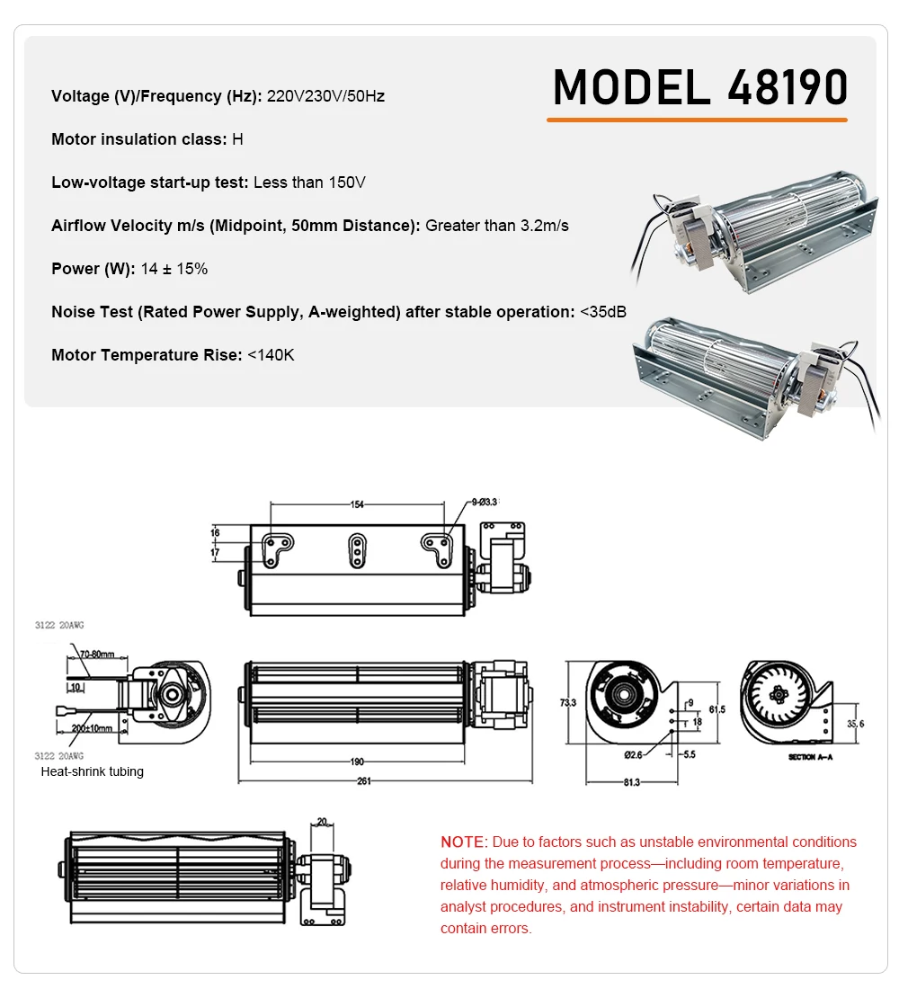 220V 30W Tangential Blower High Power Cross Flow Fan Centrifugal Fan Axial Exhau